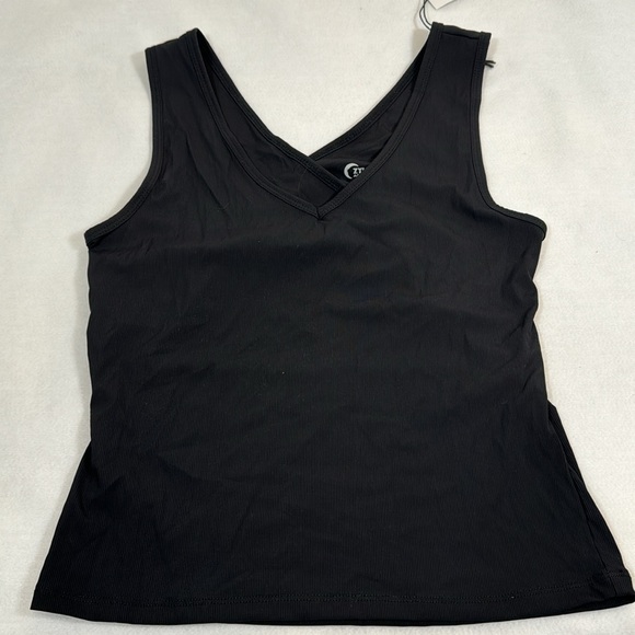 Zyia Active Black Ribbed V Tank Criss Cross Crossover Open Back Large Women's - Picture 7 of 7